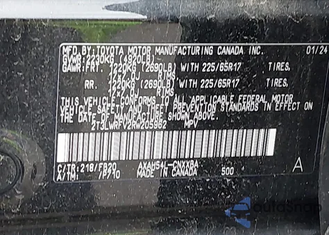 2024 Toyota Rav4 Hybrid Le from USA, damaged, VIN 2T3LWRFV2RW205962